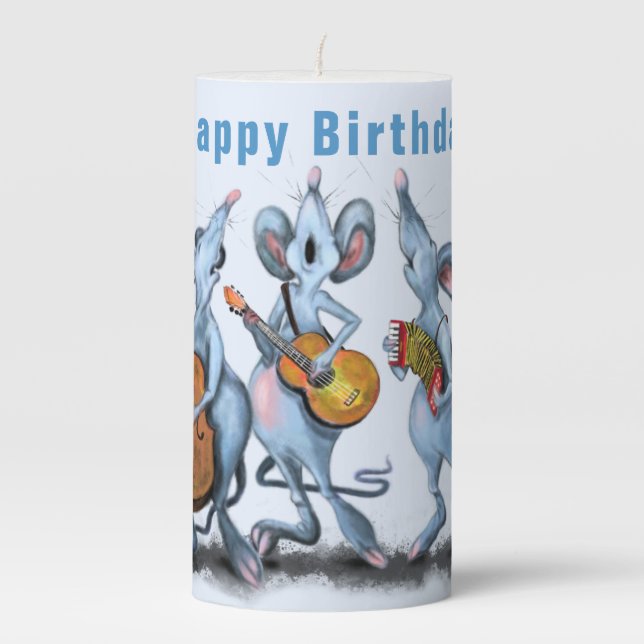 Funny Musical Mouse Band Birthday Candle (Front)