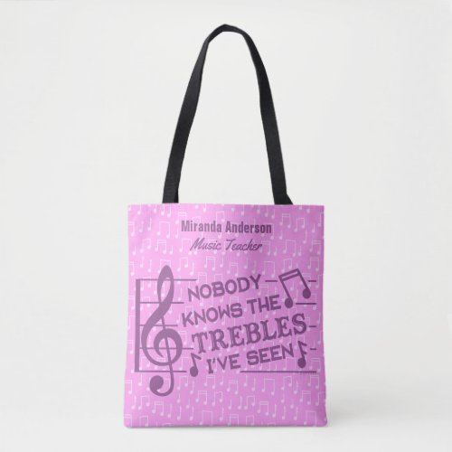 Funny Musician Treble Joke Pretty Pink  Custom Tote Bag
