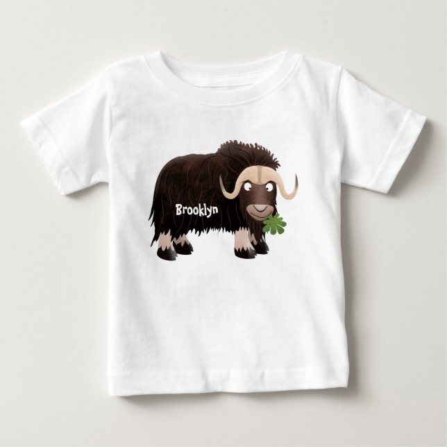 Funny musk ox cartoon illustration baby T-Shirt (Front)