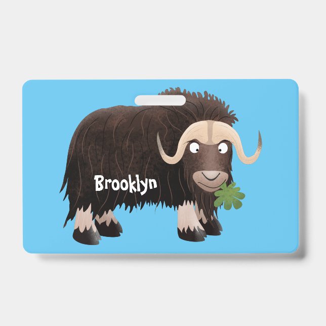 Funny musk ox cartoon illustration badge (Front)