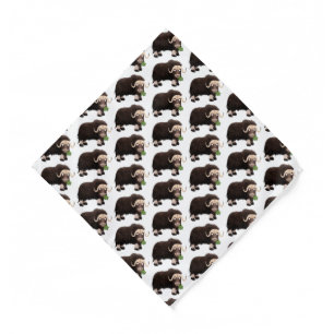 Funny musk ox cartoon illustration bandana