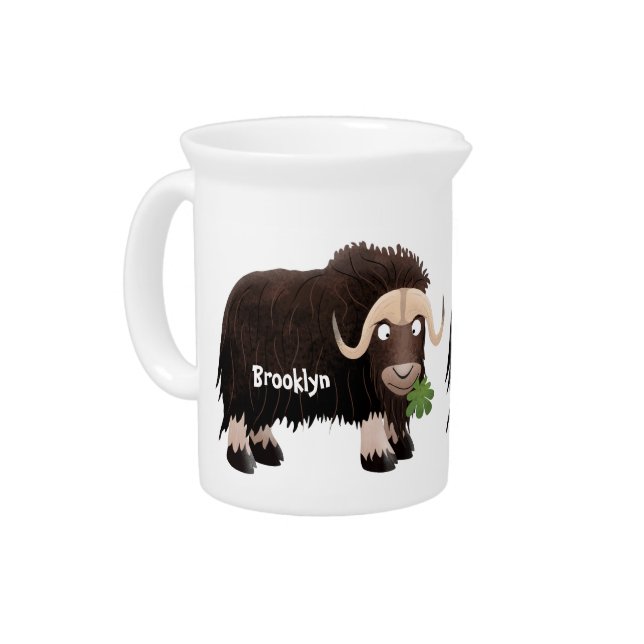 Funny musk ox cartoon illustration  beverage pitcher (Left)