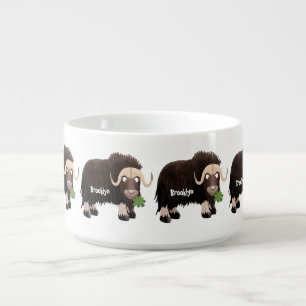 Funny musk ox cartoon illustration bowl