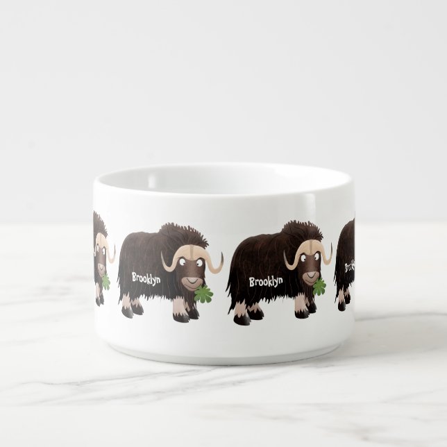 Funny musk ox cartoon illustration bowl (Center)