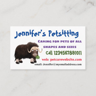 Funny musk ox cartoon illustration business card