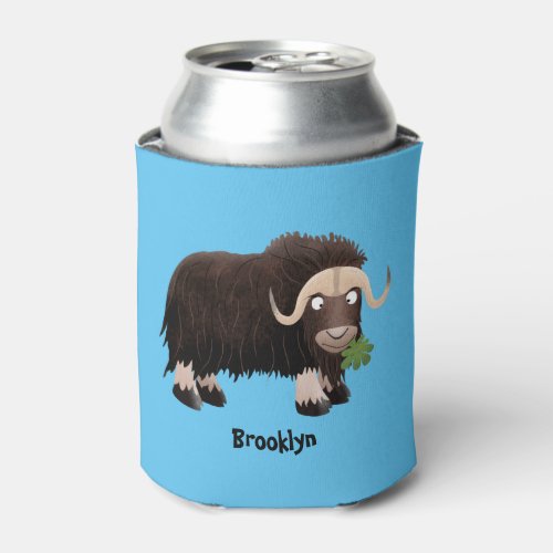 Funny musk ox cartoon illustration can cooler