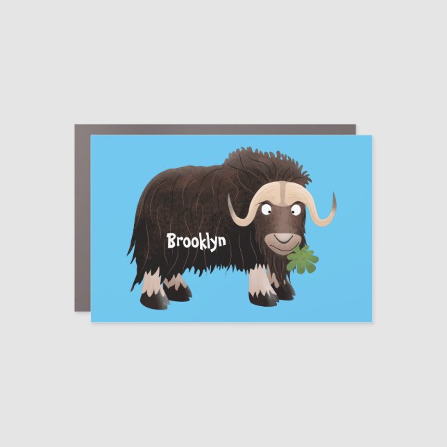Funny musk ox cartoon illustration car magnet (Front)