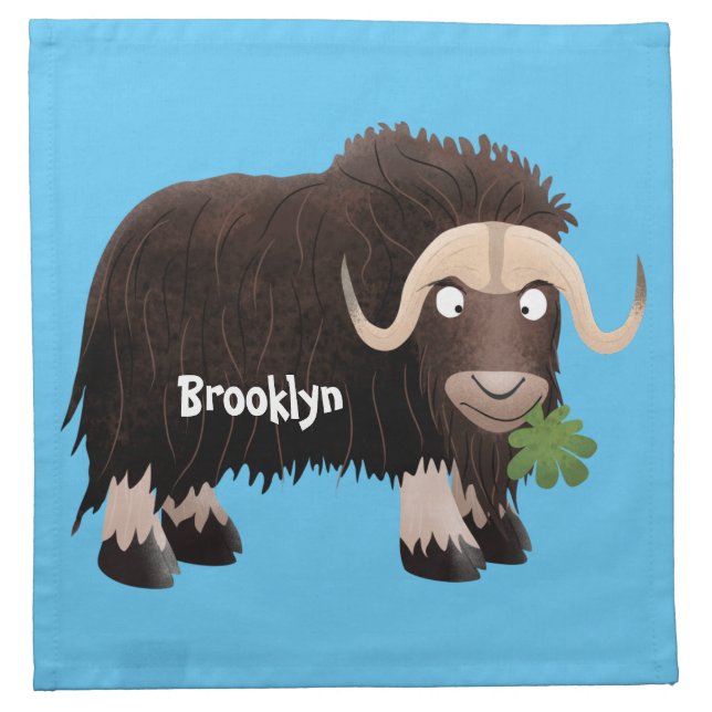 Funny musk ox cartoon illustration cloth napkin (Front)