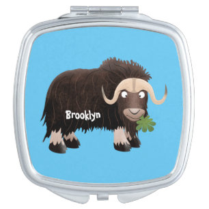 Funny musk ox cartoon illustration compact mirror