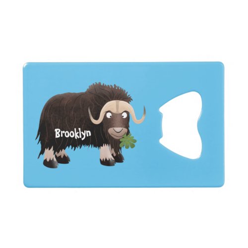 Funny musk ox cartoon illustration credit card bottle opener