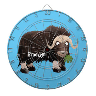Funny musk ox cartoon illustration  dart board