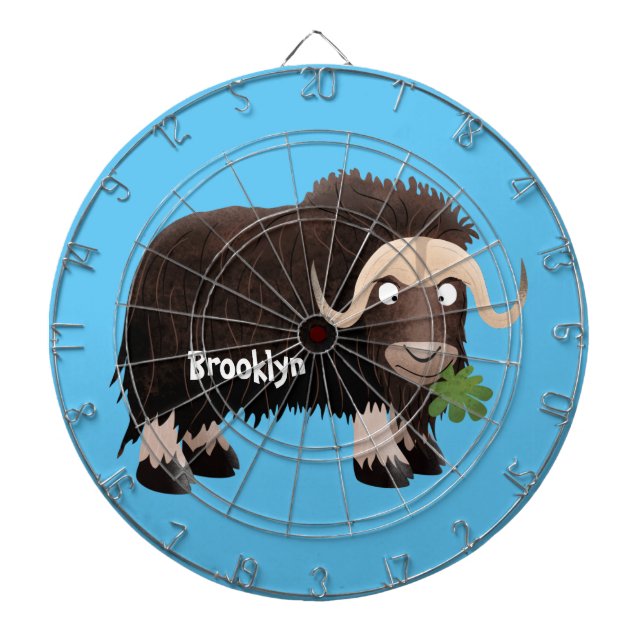 Funny musk ox cartoon illustration  dart board (Front)