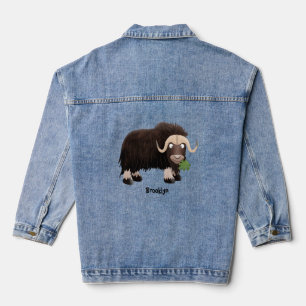 Funny musk ox cartoon illustration denim jacket