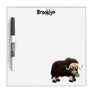 Funny musk ox cartoon illustration dry erase board