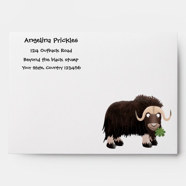 Funny musk ox cartoon illustration envelope (Front)