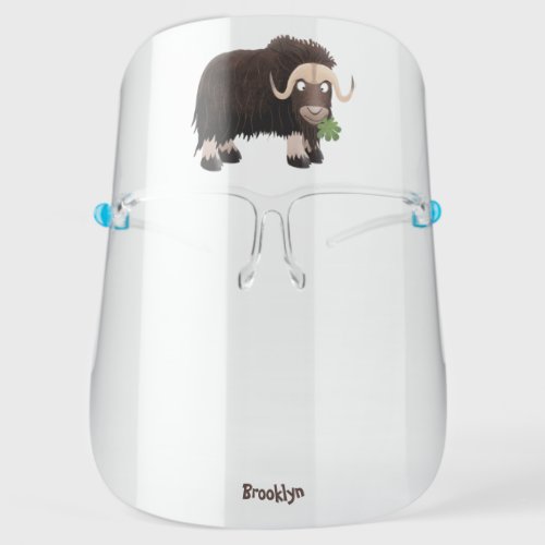 Funny musk ox cartoon illustration face shield