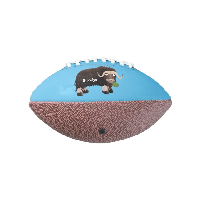 Funny musk ox cartoon illustration football (Rotated 270)