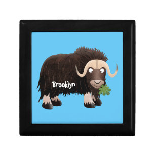 Funny musk ox cartoon illustration gift box
