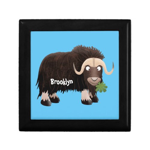 Funny musk ox cartoon illustration gift box