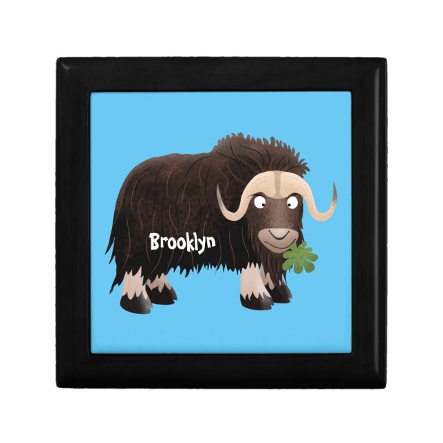 Funny musk ox cartoon illustration gift box (Front)