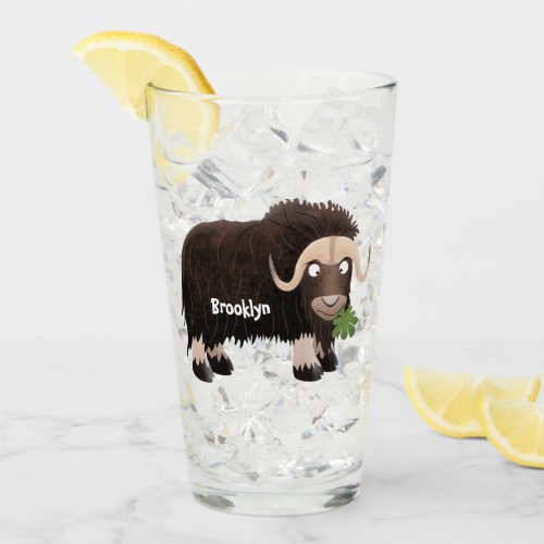 Funny musk ox cartoon illustration glass