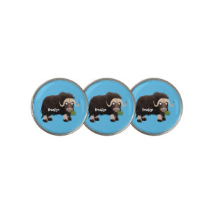Funny musk ox cartoon illustration golf ball marker