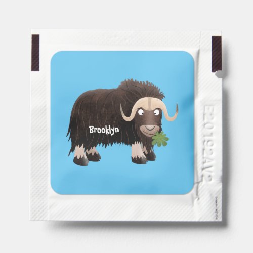 Funny musk ox cartoon illustration hand sanitizer packet