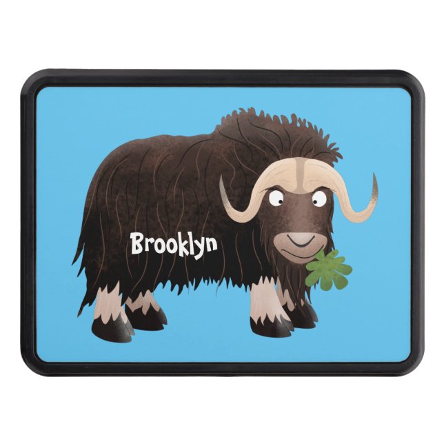 Funny musk ox cartoon illustration hitch cover (Front)