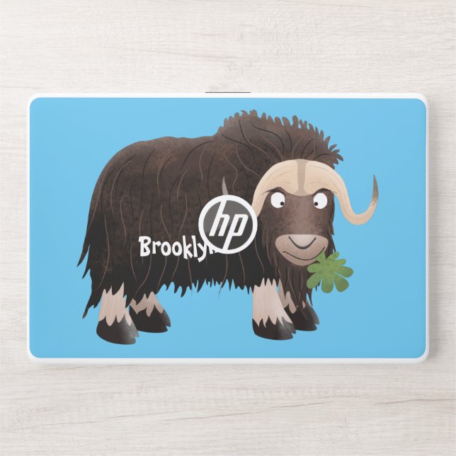 Funny musk ox cartoon illustration HP laptop skin (Front)