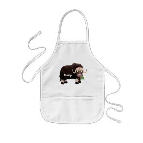 Funny musk ox cartoon illustration kids apron