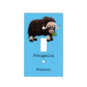 Funny musk ox cartoon illustration light switch cover