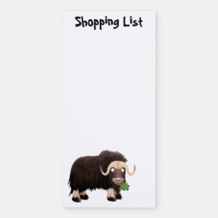 Funny musk ox cartoon illustration magnetic notepad