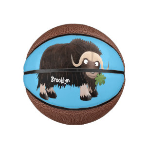 Funny musk ox cartoon illustration mini basketball