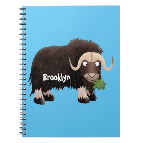 Funny musk ox cartoon illustration notebook