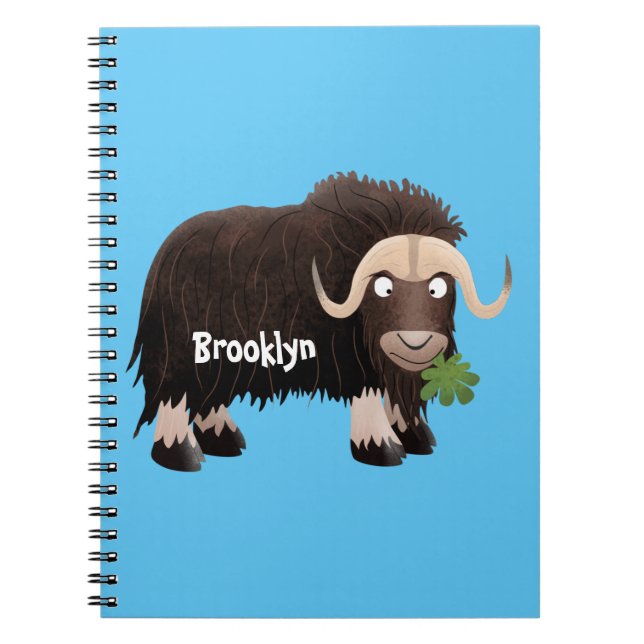 Funny musk ox cartoon illustration notebook (Front)