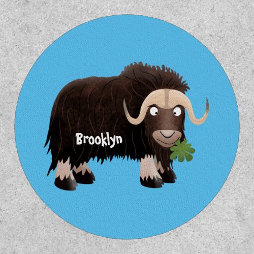 Funny musk ox cartoon illustration  patch