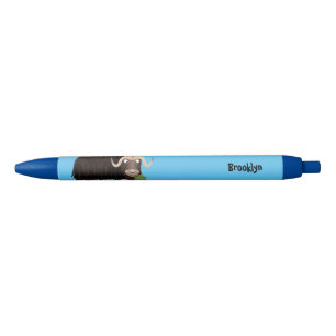 Funny musk ox cartoon illustration pen