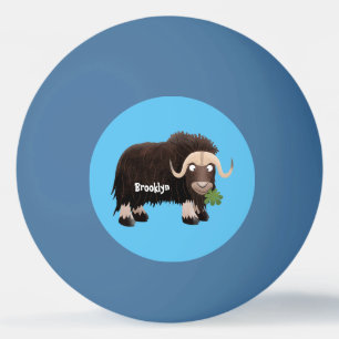 Funny musk ox cartoon illustration ping pong ball
