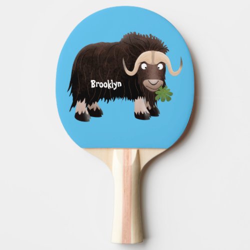 Funny musk ox cartoon illustration ping pong paddle