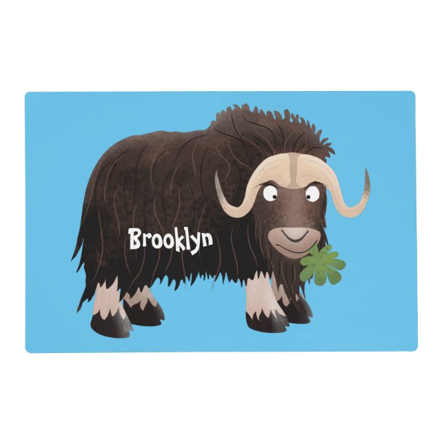 Funny musk ox cartoon illustration placemat (Front)