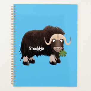 Funny musk ox cartoon illustration planner