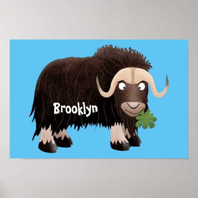 Funny musk ox cartoon illustration poster (Front)