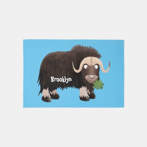 Funny musk ox cartoon illustration rug