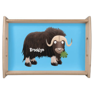 Funny musk ox cartoon illustration serving tray