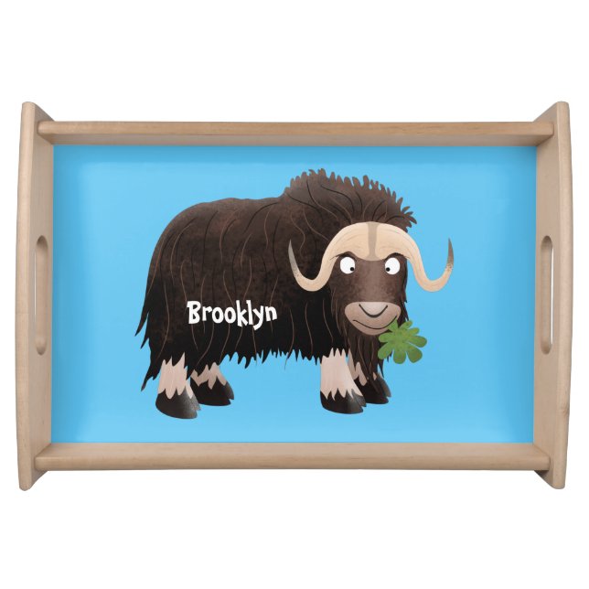 Funny musk ox cartoon illustration serving tray (Front)