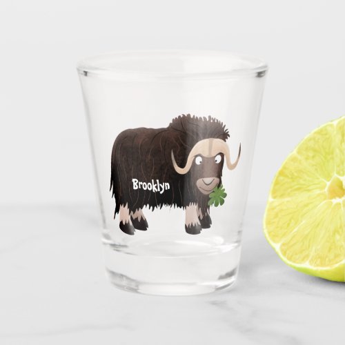 Funny musk ox cartoon illustration shot glass