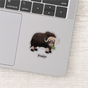 Funny musk ox cartoon illustration sticker