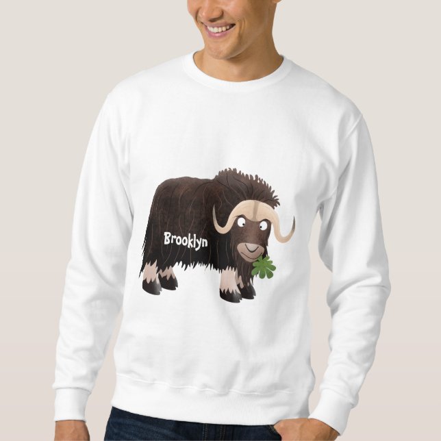 Funny musk ox cartoon illustration sweatshirt (Front)