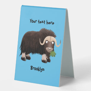 Funny musk ox cartoon illustration table tent