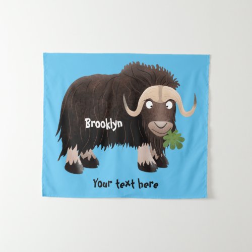 Funny musk ox cartoon illustration tapestry